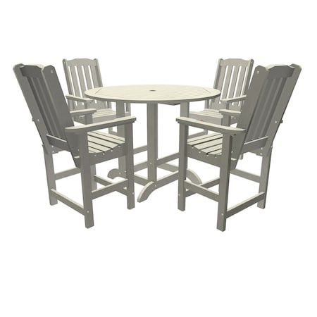 Highwood Usa Lehigh 5pc Round Counter Height Outdoor Patio Furniture Dining Set AD-CNL48-HGR